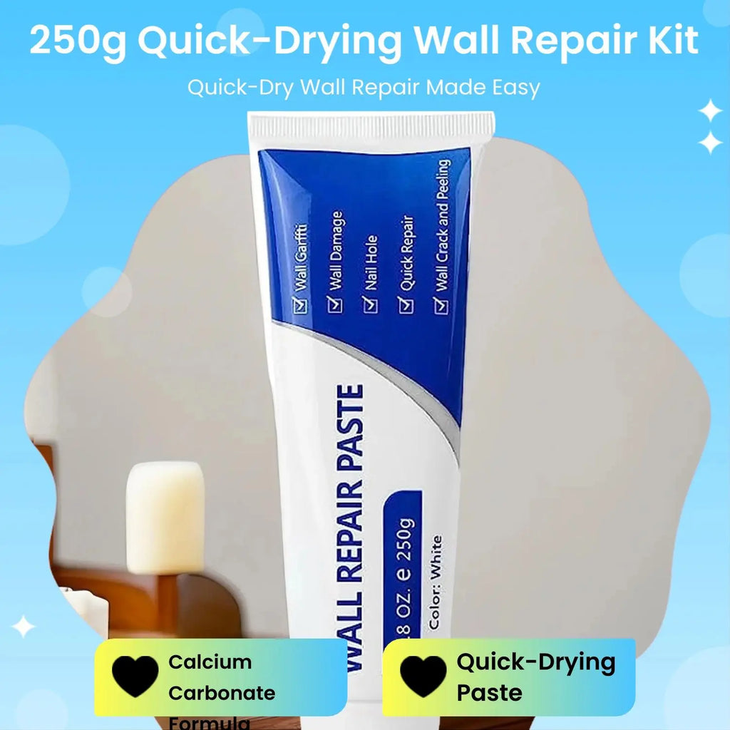 Drywall Patch Repair Kit with Scraper & Sandpaper, 250G Wall Mending Agent, Multi-Functional Quick-Drying Wall Repair Paste, Adhesive, Heavy Duty, Concrete Sealant Waterproof, Self Adhesive