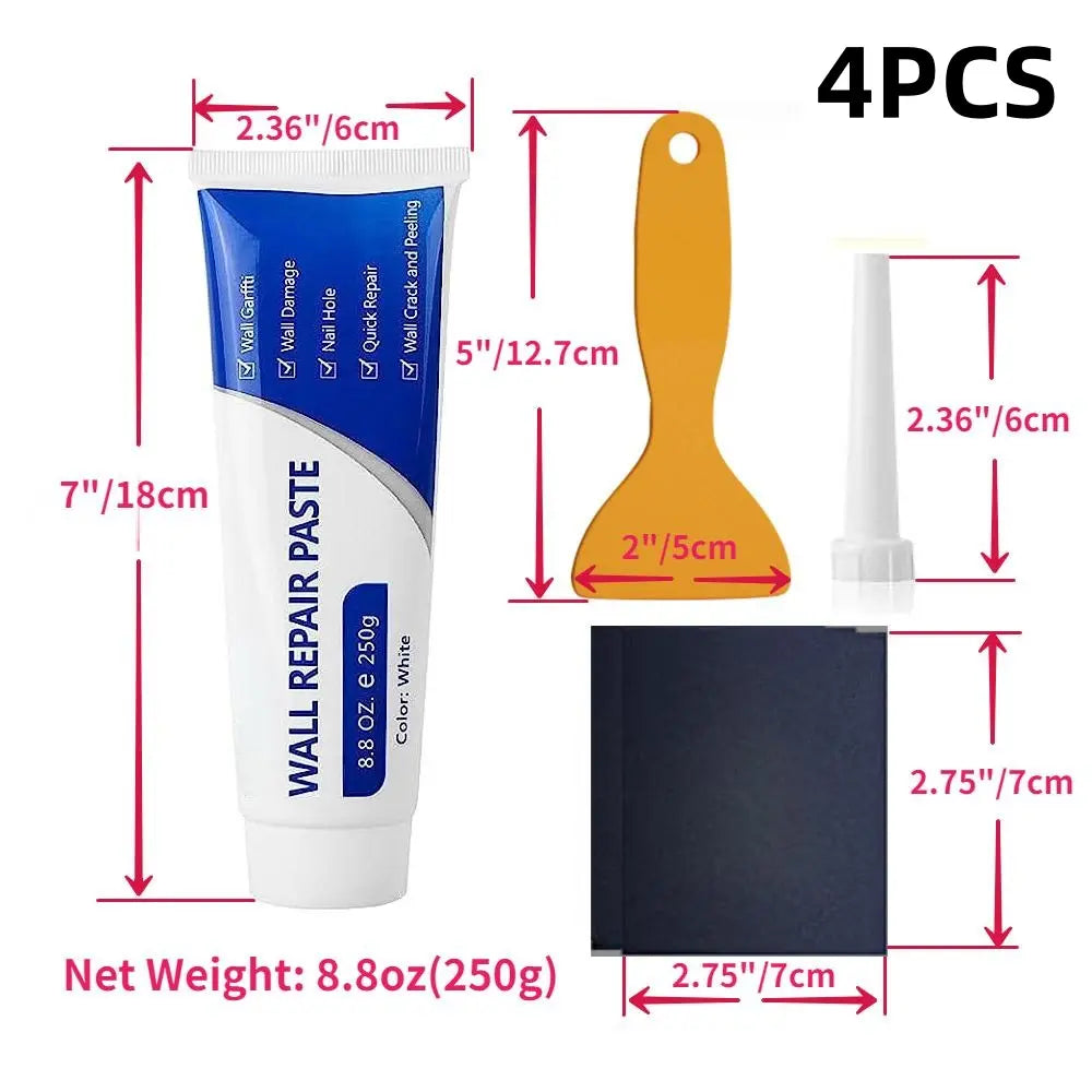 Drywall Patch Repair Kit with Scraper & Sandpaper, 250G Wall Mending Agent, Multi-Functional Quick-Drying Wall Repair Paste, Adhesive, Heavy Duty, Concrete Sealant Waterproof, Self Adhesive