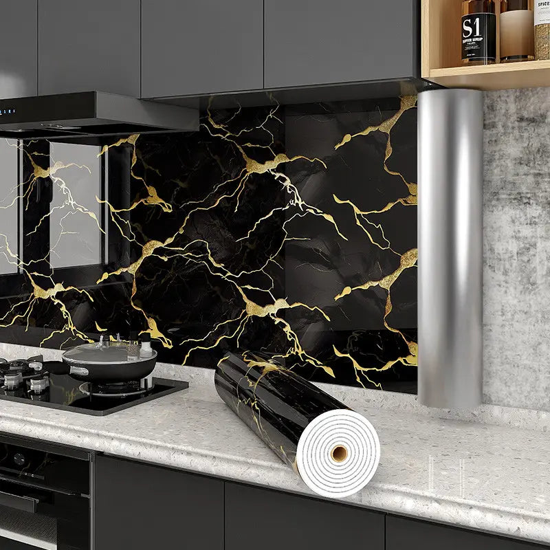 Peel and Stick Marble Effect Waterproof Backsplash Tile 40x300cm (1.2m²)