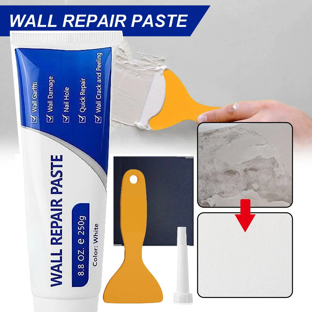 Drywall Patch Repair Kit with Scraper & Sandpaper, 250G Wall Mending Agent, Multi-Functional Quick-Drying Wall Repair Paste, Adhesive, Heavy Duty, Concrete Sealant Waterproof, Self Adhesive