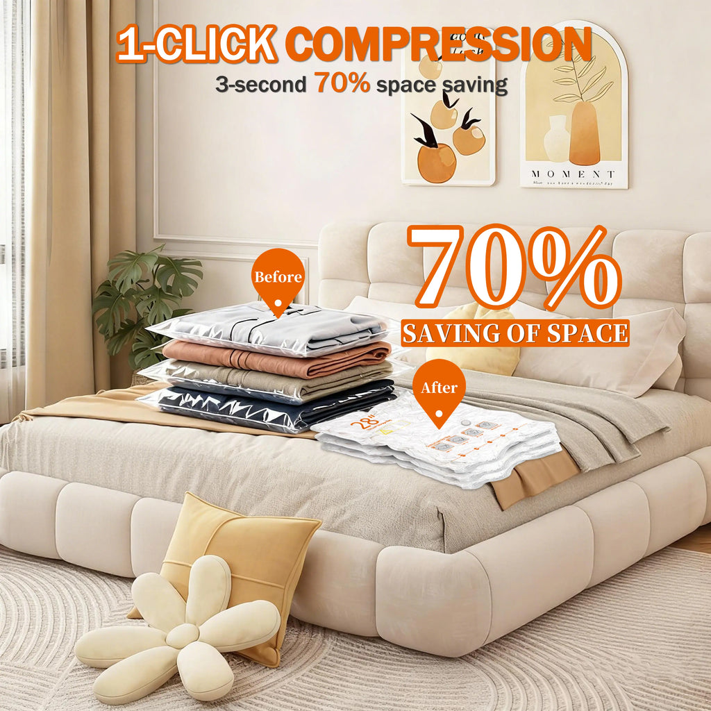 Cordless Travel Vacuum Storage Bags Set with Rechargeable Air Pump, 10 Pack Waterproof & Reusable Compression Packing Bags in 3 Sizes, Space-Saving Vacuum Seal Bags for Clothes & Carry-On