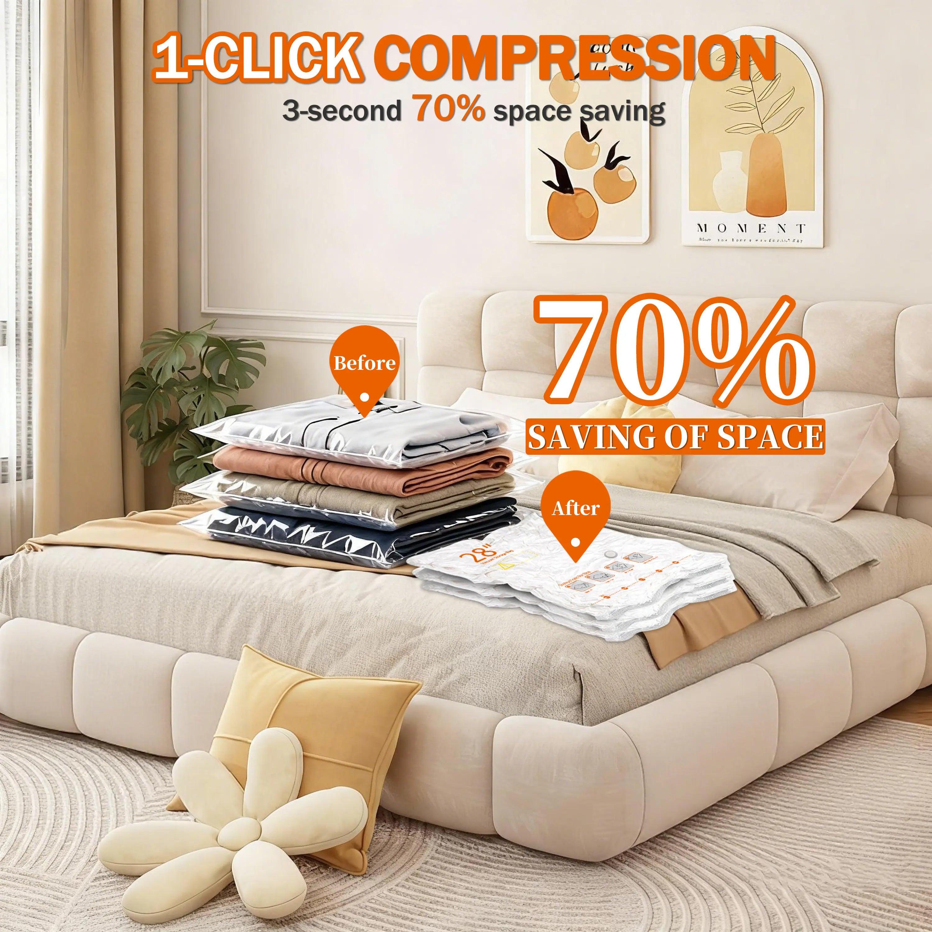 Cordless Travel Vacuum Storage Bags Set with Rechargeable Air Pump, 10 Pack Waterproof & Reusable Compression Packing Bags in 3 Sizes, Space-Saving Vacuum Seal Bags for Clothes & Carry-On