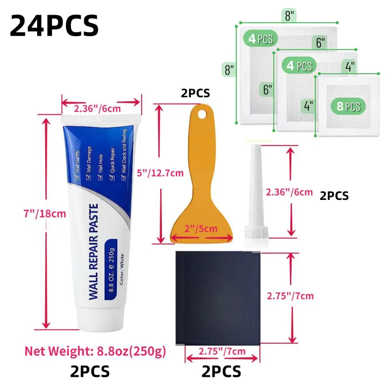 Drywall Patch Repair Kit with Scraper & Sandpaper, 250G Wall Mending Agent, Multi-Functional Quick-Drying Wall Repair Paste, Adhesive, Heavy Duty, Concrete Sealant Waterproof, Self Adhesive